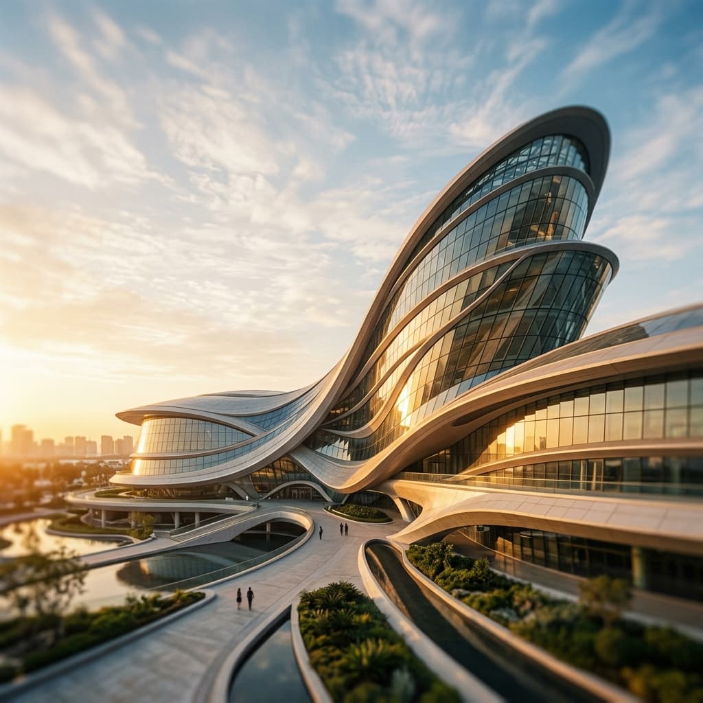 A sweeping, sunlit modern building representing the future of governance infrastructure